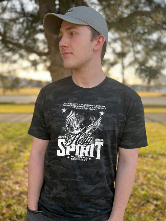 SPIRIT OF TRUTH WITH EAGLE CAMO UNISEX MENS TEE