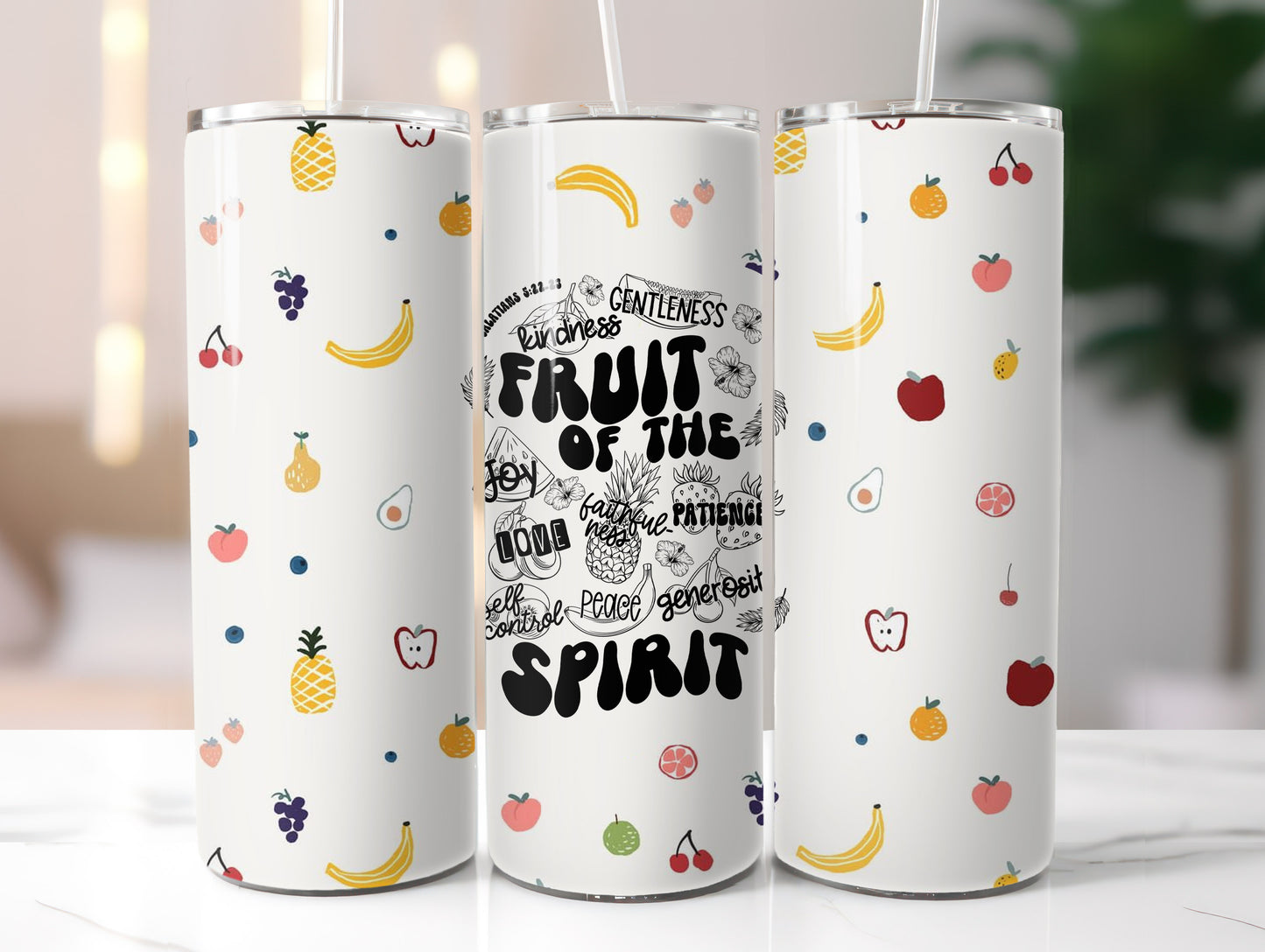 FRUIT OF THE SPIRIT 20 OZ. SKINNY STAINLESS STEEL TUMBLER