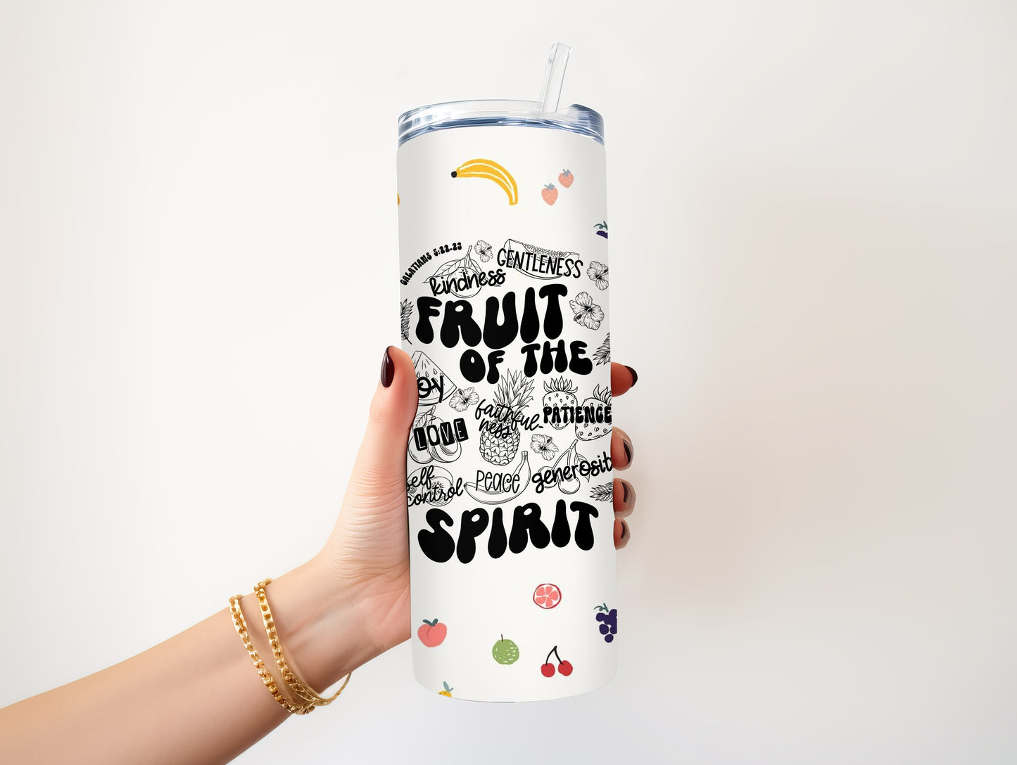 FRUIT OF THE SPIRIT 20 OZ. SKINNY STAINLESS STEEL TUMBLER