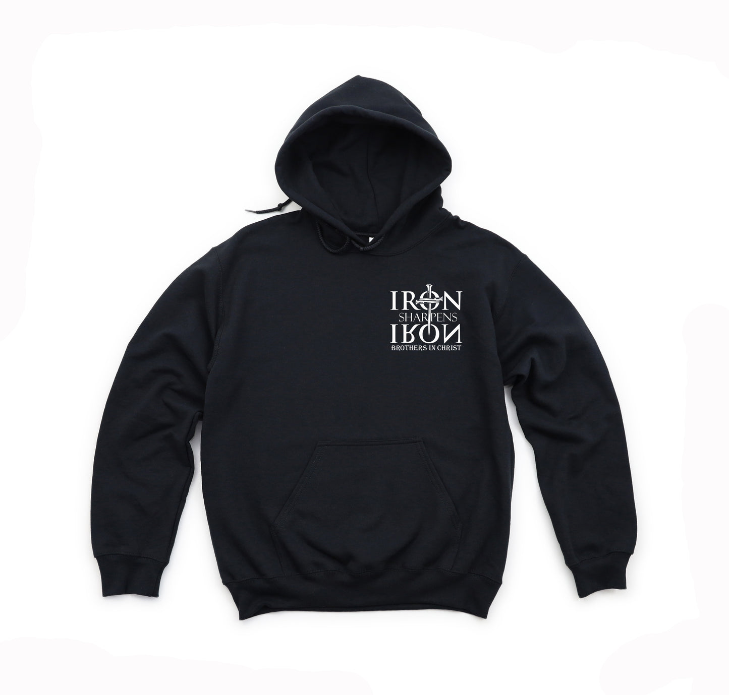 IRON SHARPENS IRON BROTHERS IN CHRIST UNISEX BLACK HOODIE