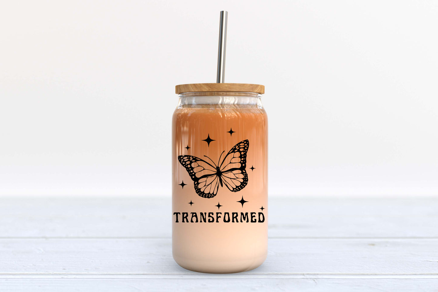 TRANSFORMED BUTTERFLY GLASS TUMBLER