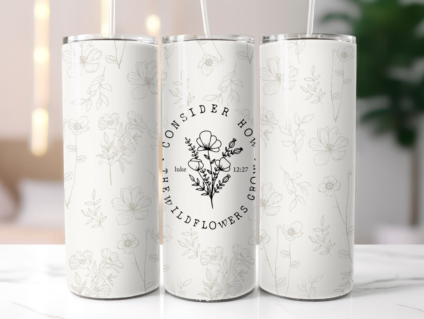 CONSIDER HOW THE WILDFLOWERS GROW 20 OZ. SKINNY STAINLESS STEEL TUMBLER