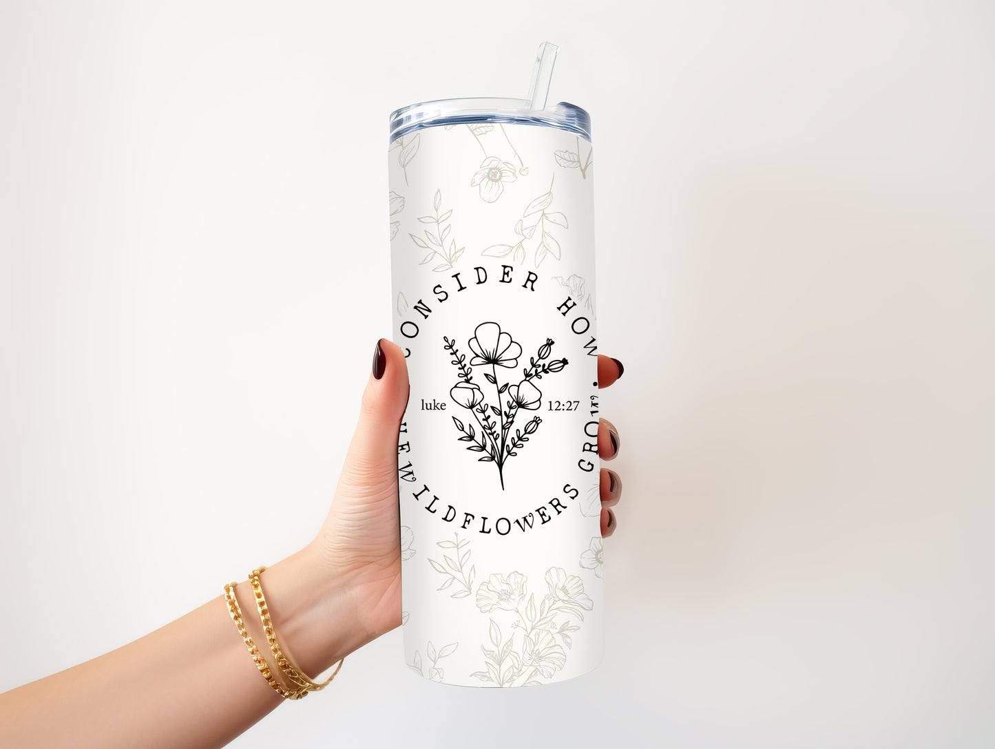 CONSIDER HOW THE WILDFLOWERS GROW 20 OZ. SKINNY STAINLESS STEEL TUMBLER