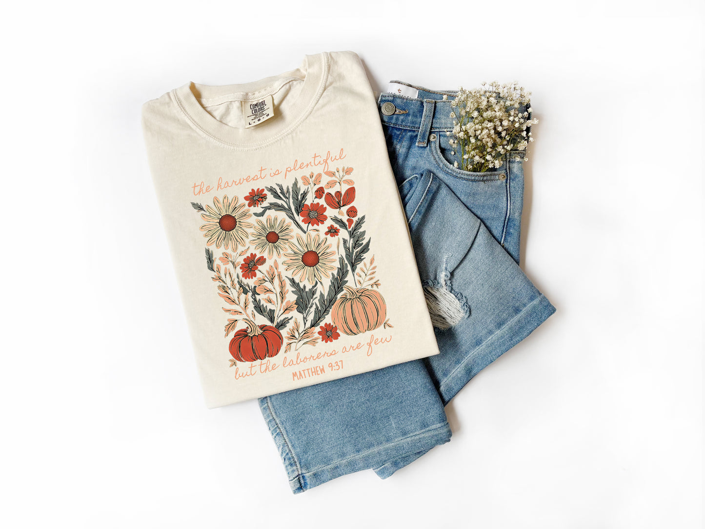 THE HARVEST IS PLENTIFUL UNISEX TEE IN IVORY - SIZE XL