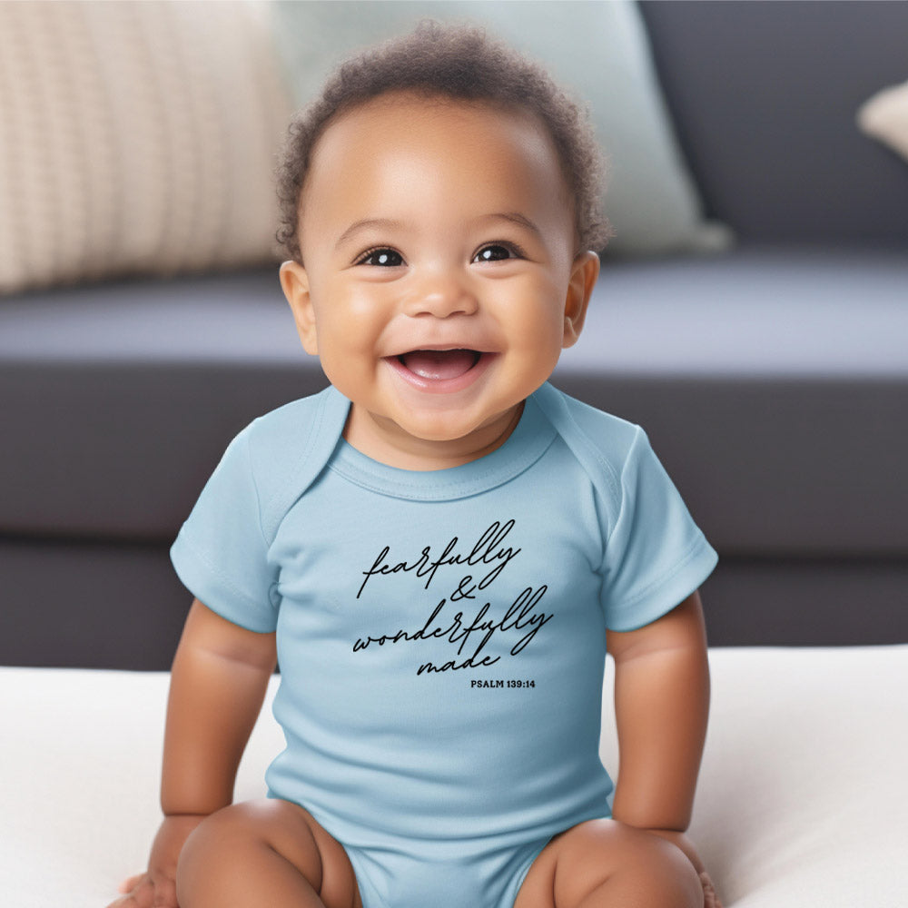 "FEARFULLY AND WONDERFULLY MADE" BODYSUIT IN BLUE