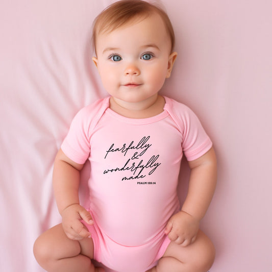 "FEARFULLY AND WONDERFULLY MADE" BODYSUIT IN PINK