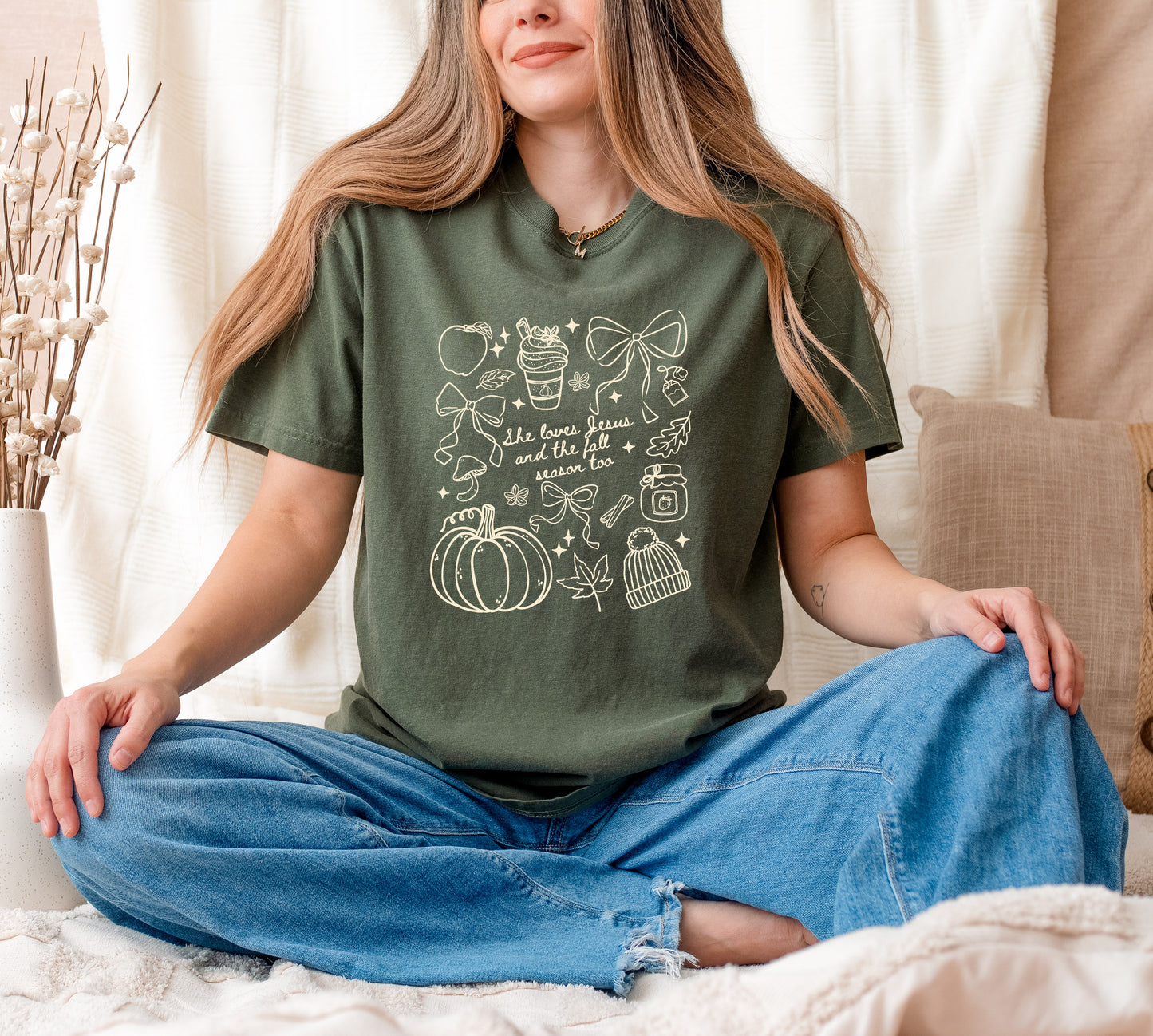 SHE LOVES JESUS AND THE FALL SEASON TOO UNISEX TEE