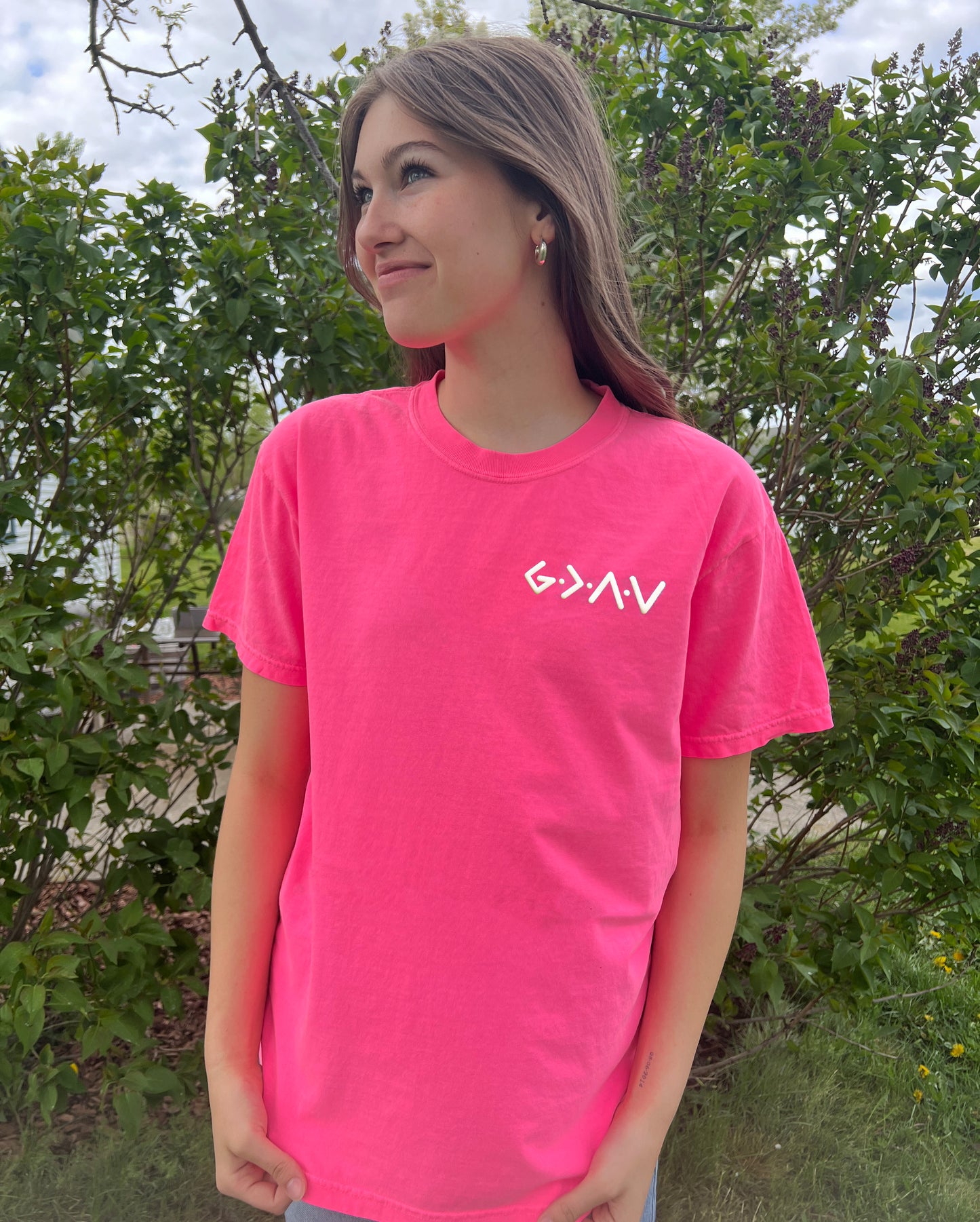 PUFFY GOD IS GREATER THAN OUR HIGHS AND LOWS NEON COLORS UNISEX TEE
