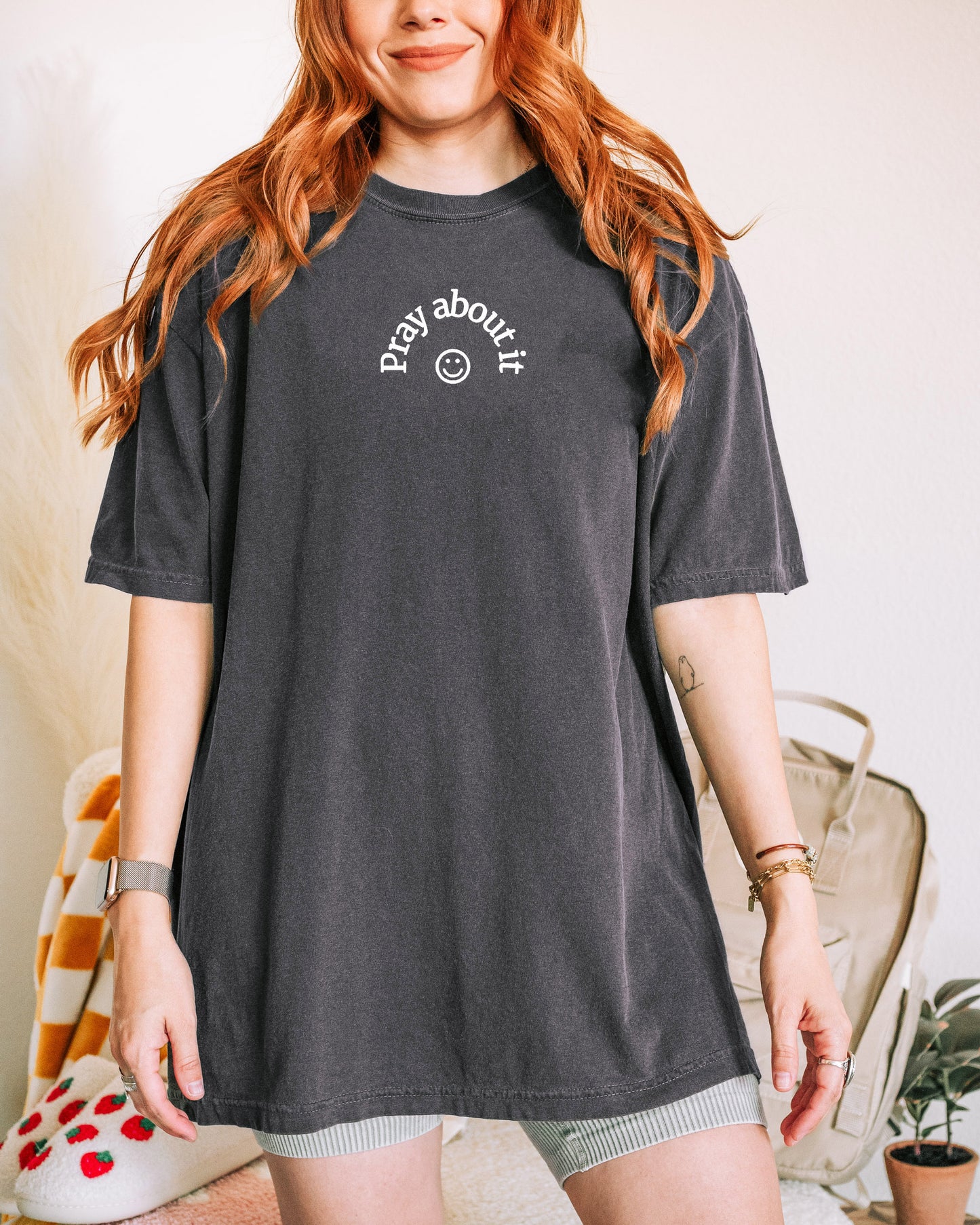 PRAY ABOUT IT SMILEY FACE UNISEX TEE