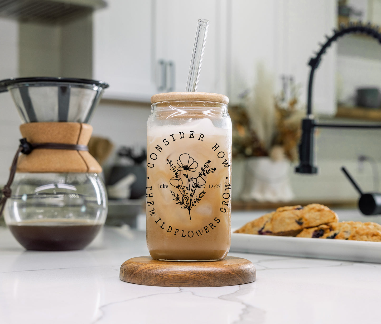 CONSIDER HOW THE WILDFLOWERS GROW LUKE 12:27 GLASS TUMBLER