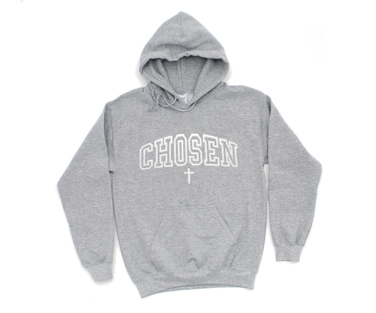 CHOSEN UNISEX HEATHER GREY HOODIE (PUFFED DESIGN)