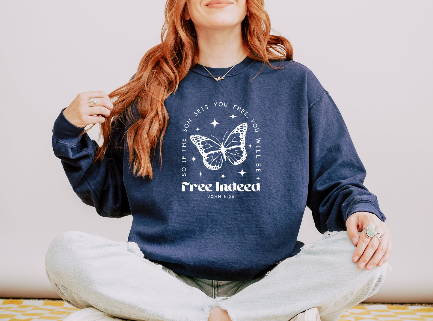 FREE INDEED BUTTERFLY UNISEX SWEATSHIRT