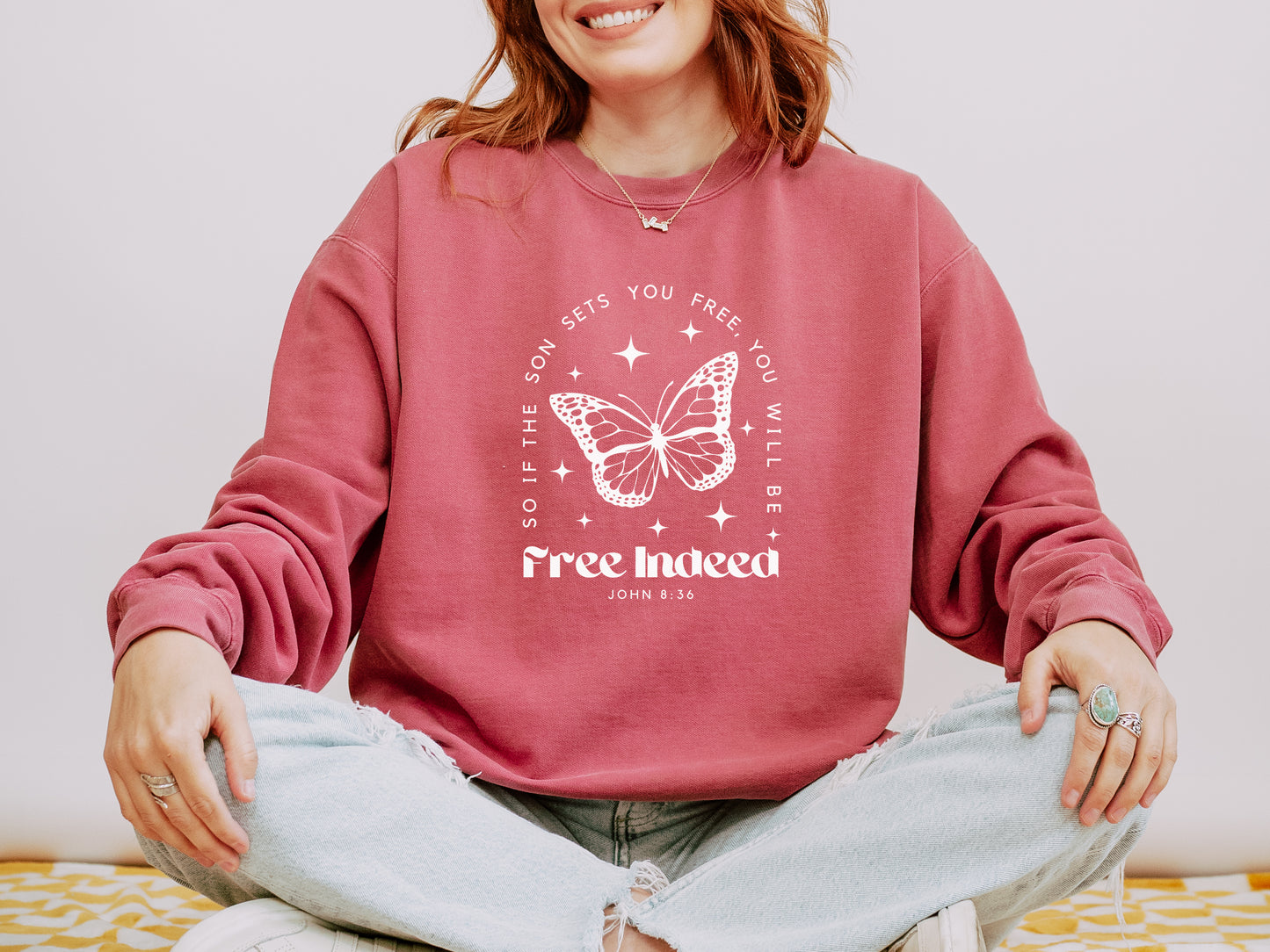FREE INDEED BUTTERFLY UNISEX SWEATSHIRT