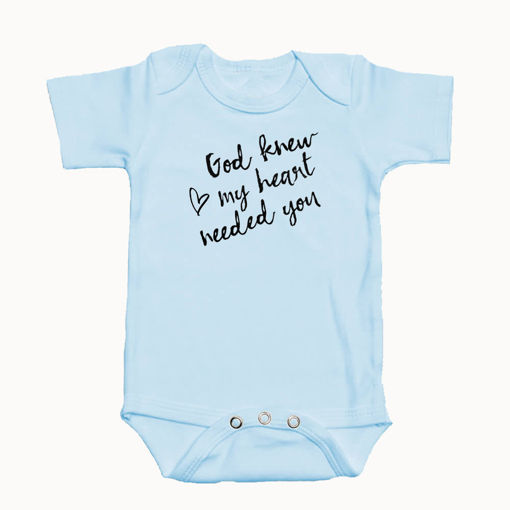 "GOD KNEW MY HEART NEEDED YOU" BODYSUIT IN BLUE