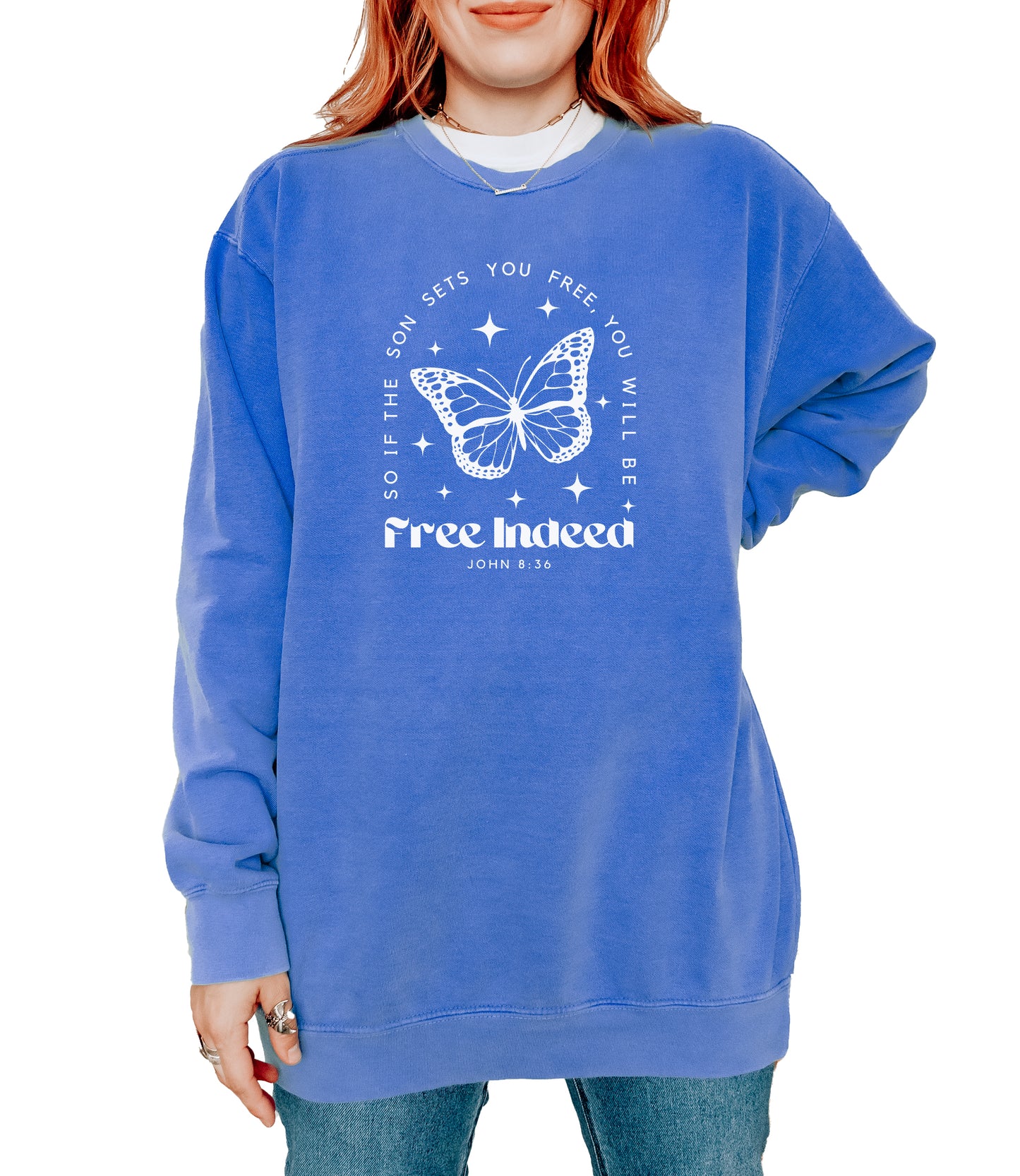 FREE INDEED BUTTERFLY UNISEX SWEATSHIRT
