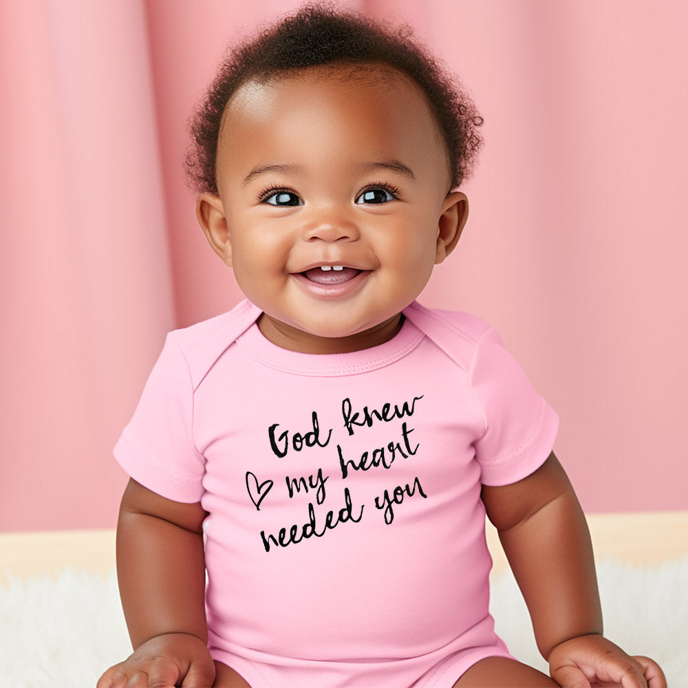 "GOD KNEW MY HEART NEEDED YOU" BODYSUIT IN PINK