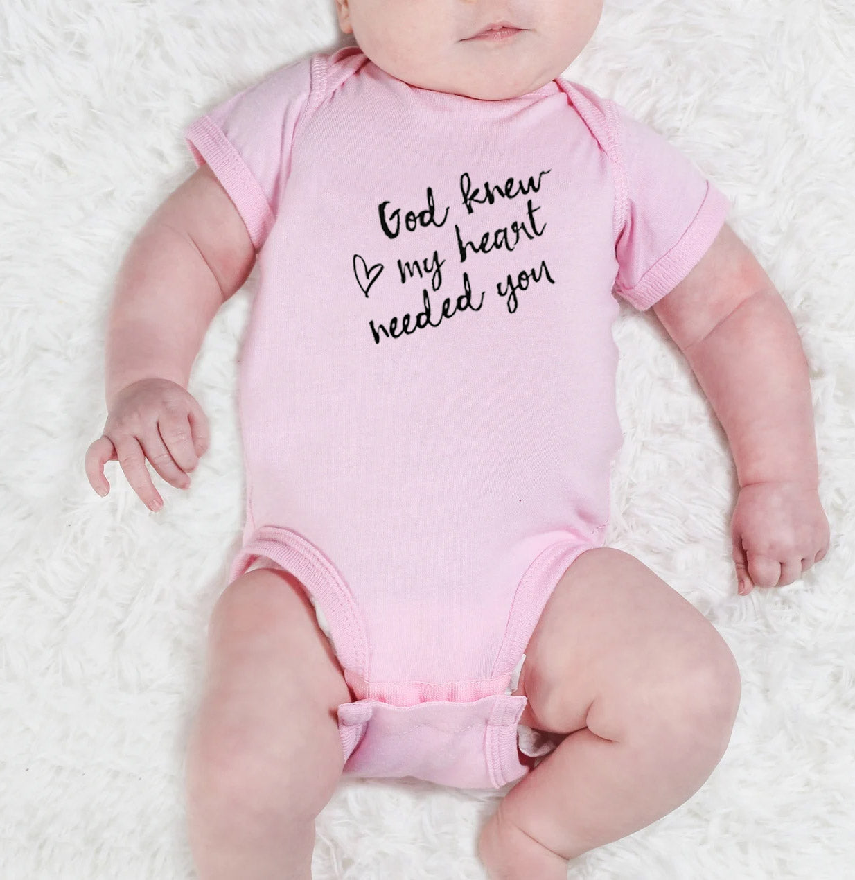 "GOD KNEW MY HEART NEEDED YOU" BODYSUIT IN PINK