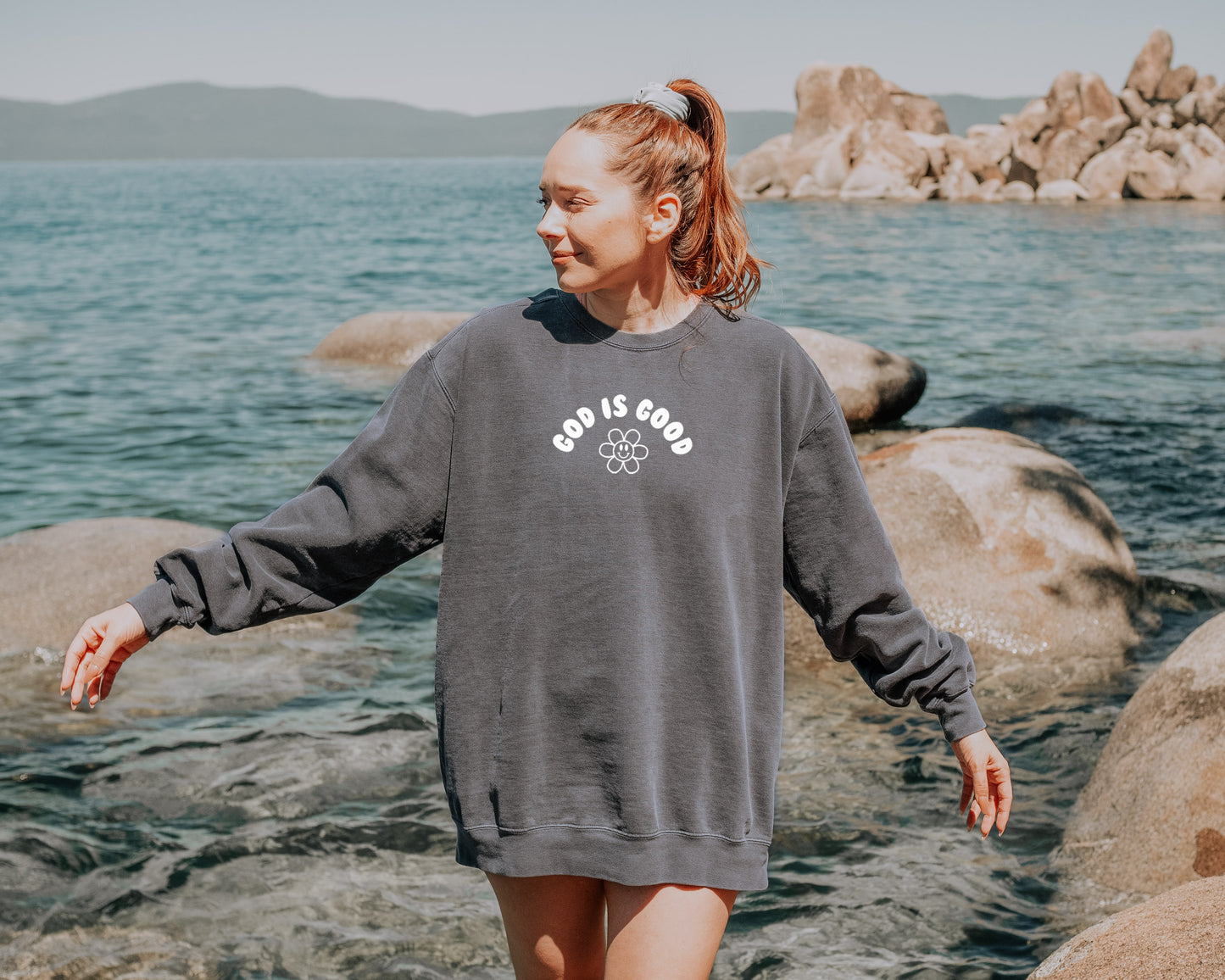 GOD IS GOOD SMILEY FACE UNISEX SWEATSHIRT