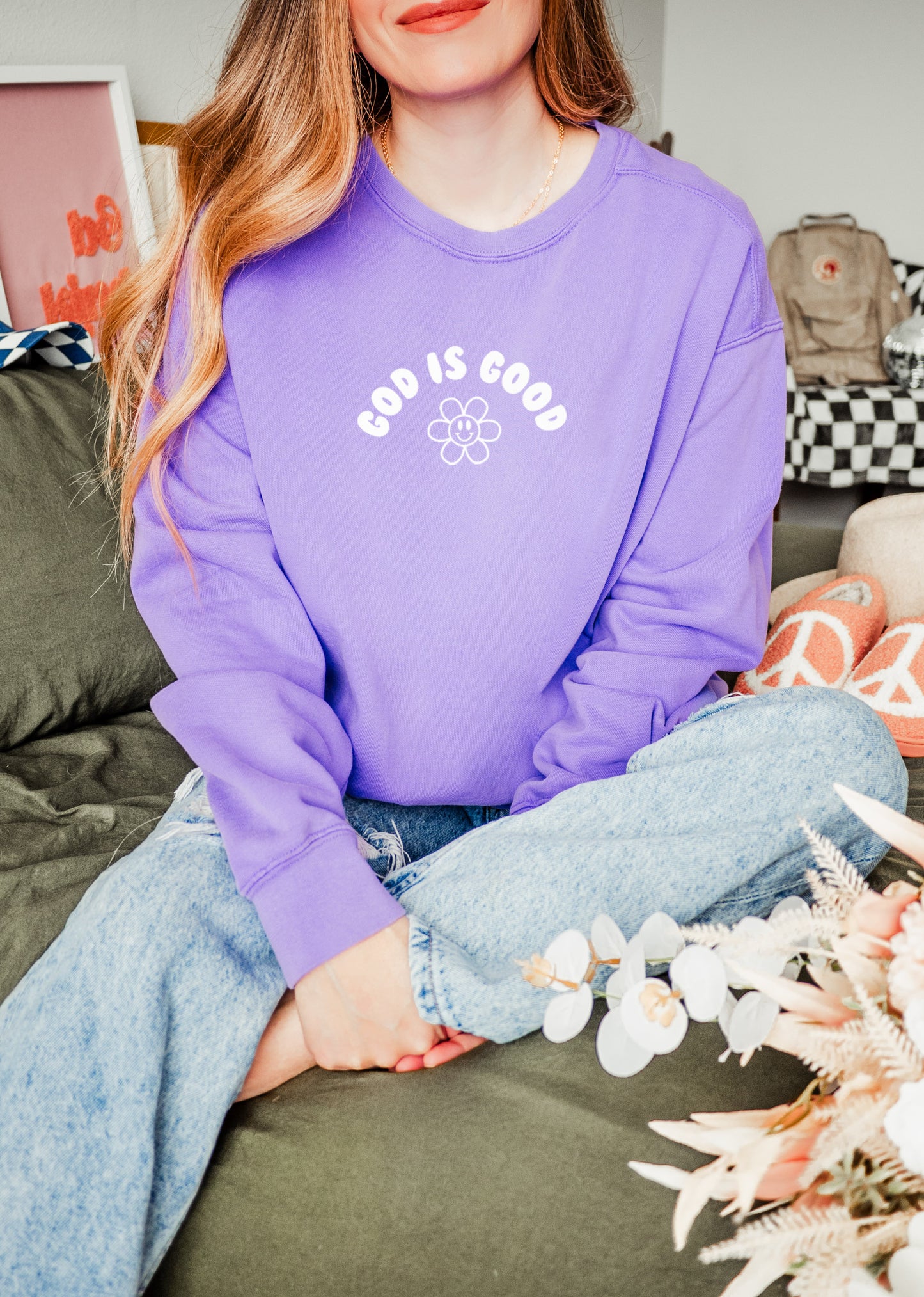 GOD IS GOOD SMILEY FACE UNISEX SWEATSHIRT