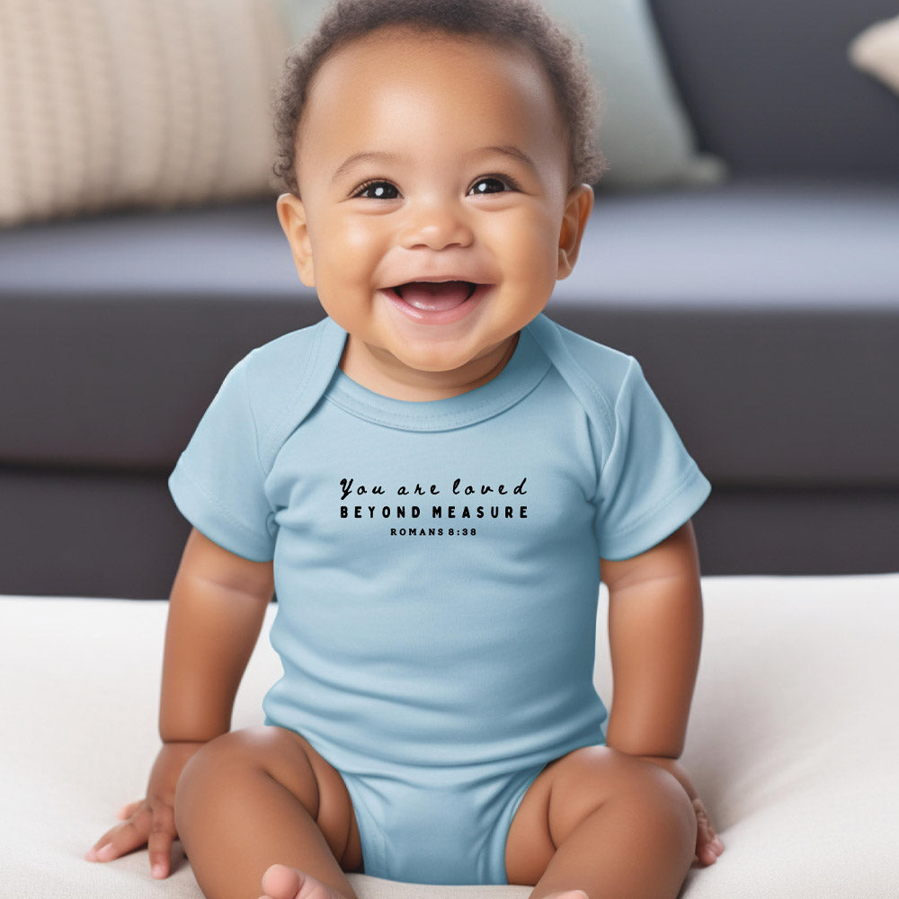 "YOU ARE LOVED BEYOND MEASURE" BODYSUIT IN BLUE