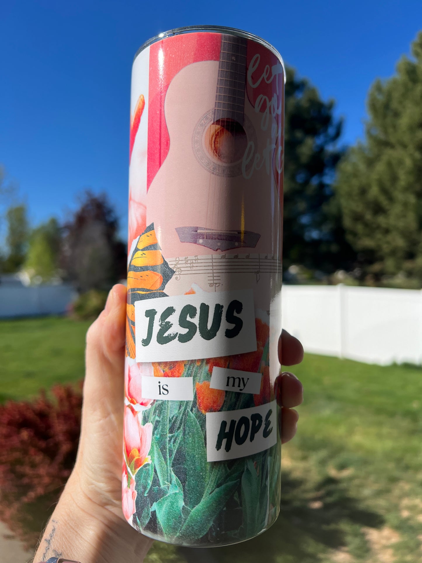 COLLAGE CHRISTIAN COTTAGECORE 20 OZ. SKINNY STAINLESS STEEL TUMBLER