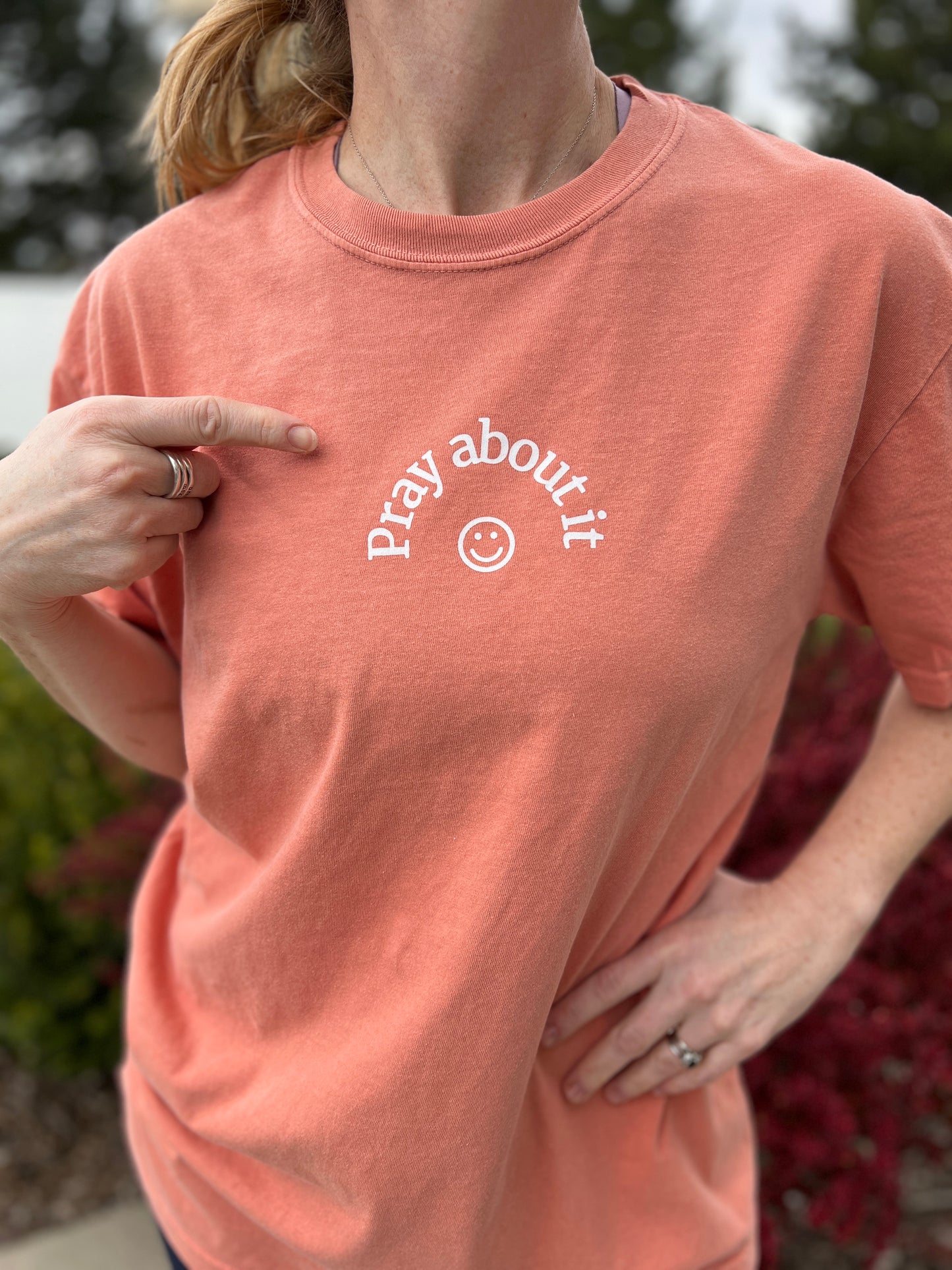 PRAY ABOUT IT SMILEY FACE UNISEX TEE