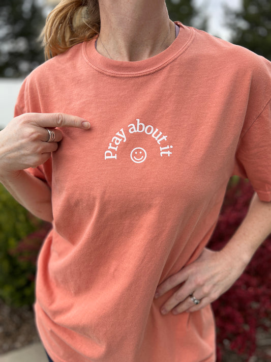 PRAY ABOUT IT SMILEY FACE UNISEX TEE