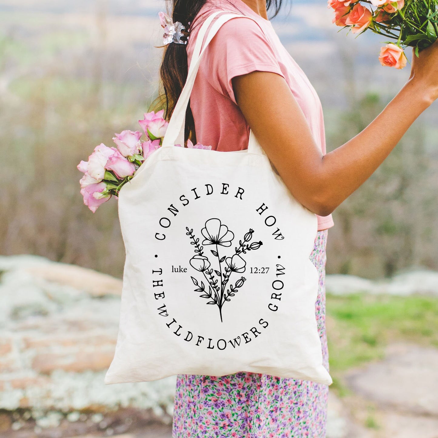 CONSIDER HOW THE WILDFLOWERS GROW TOTE BAG