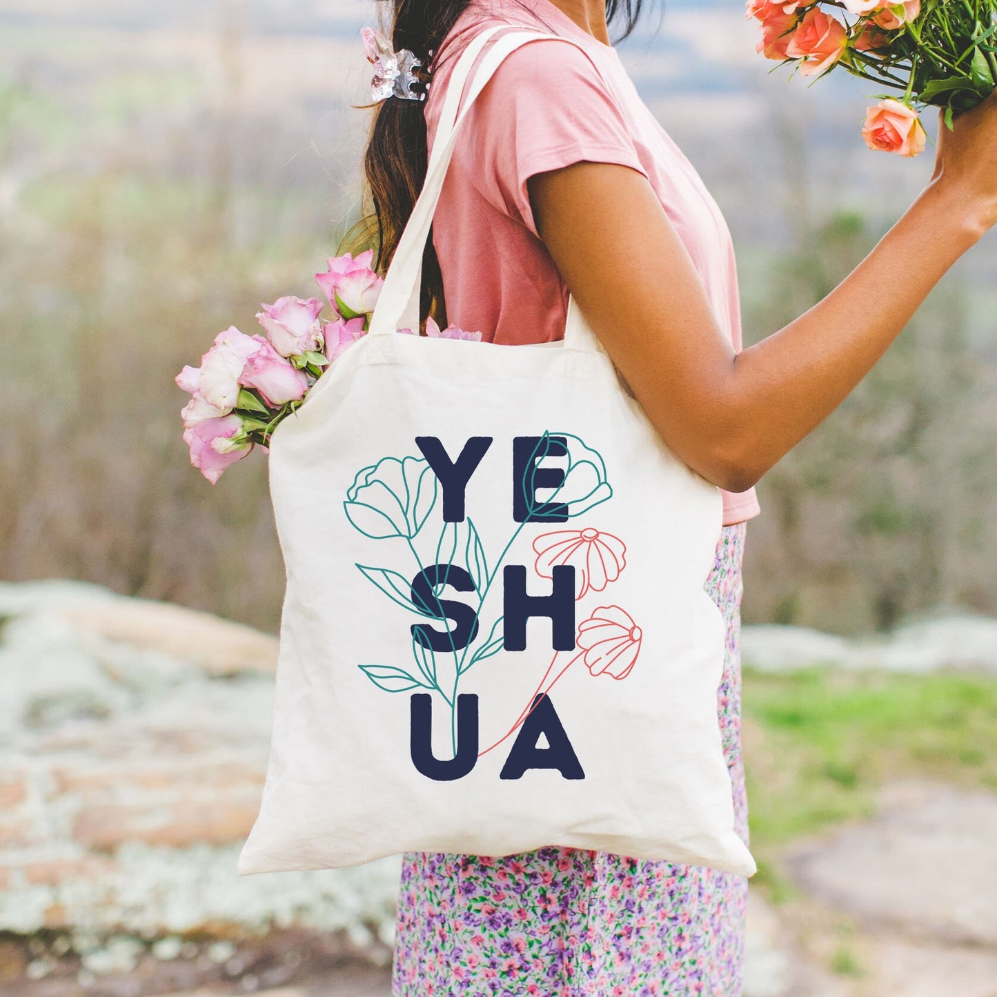 YESHUA WILD FLOWERS TOTE BAG