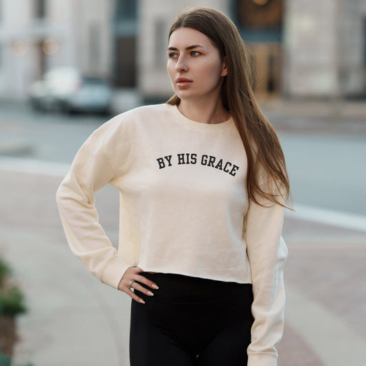 BY HIS GRACE PUFFY WOMEN'S CROPPED SWEATSHIRT