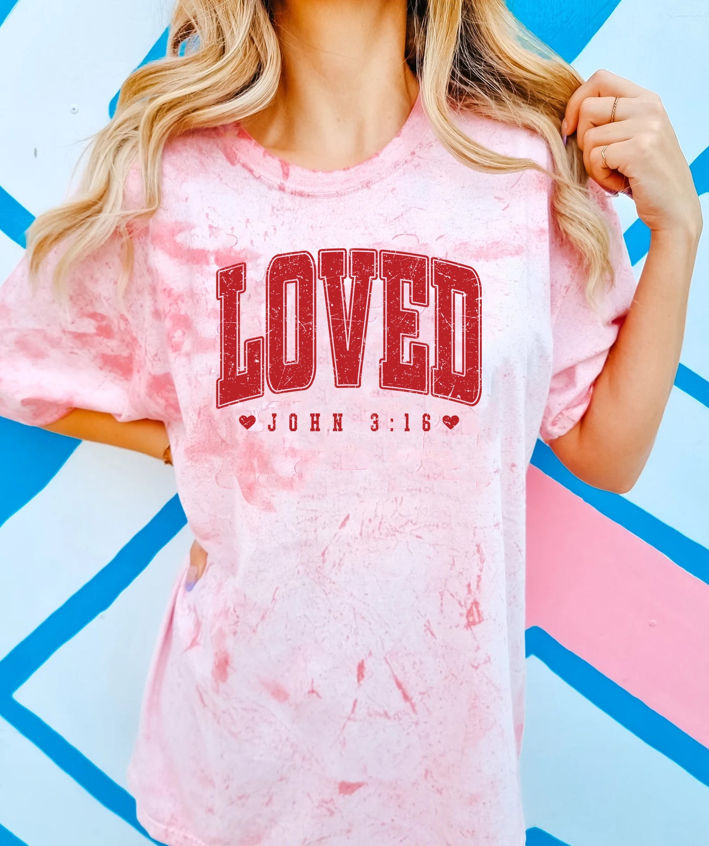 LOVED JOHN 3:16 UNISEX TEE IN HIBISCUS