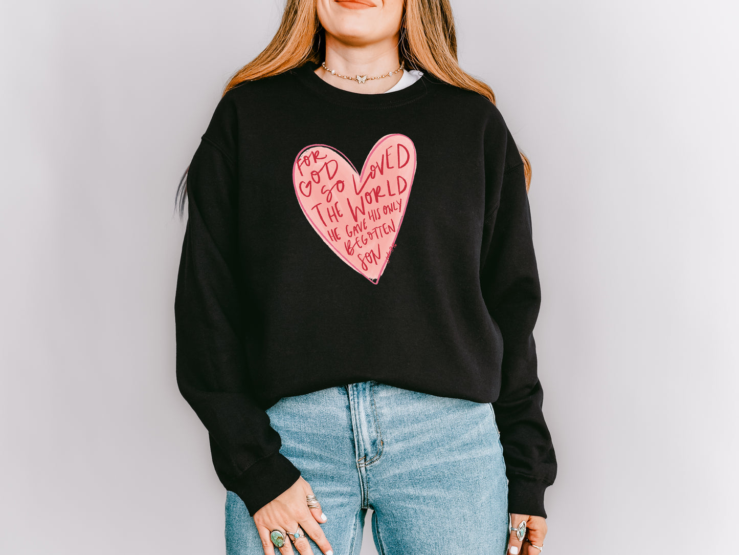 JOHN 3:16 HEART DESIGN UNISEX SWEATSHIRT