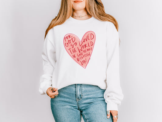 JOHN 3:16 HEART DESIGN UNISEX SWEATSHIRT