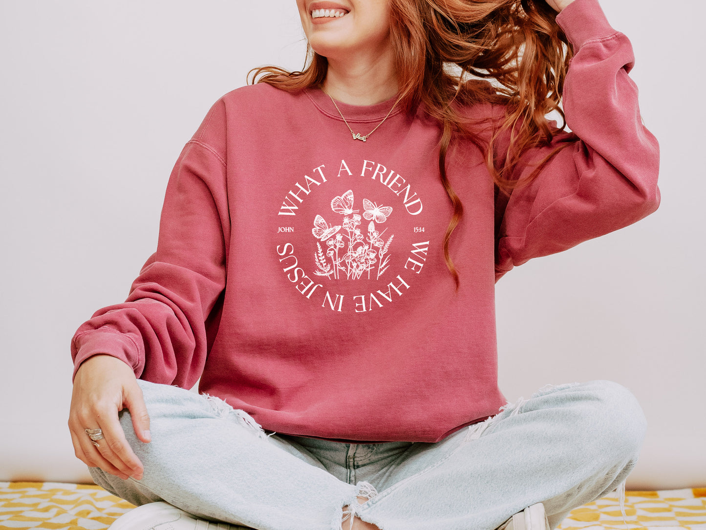 WHAT A FRIEND WE HAVE IN JESUS UNISEX SWEATSHIRT