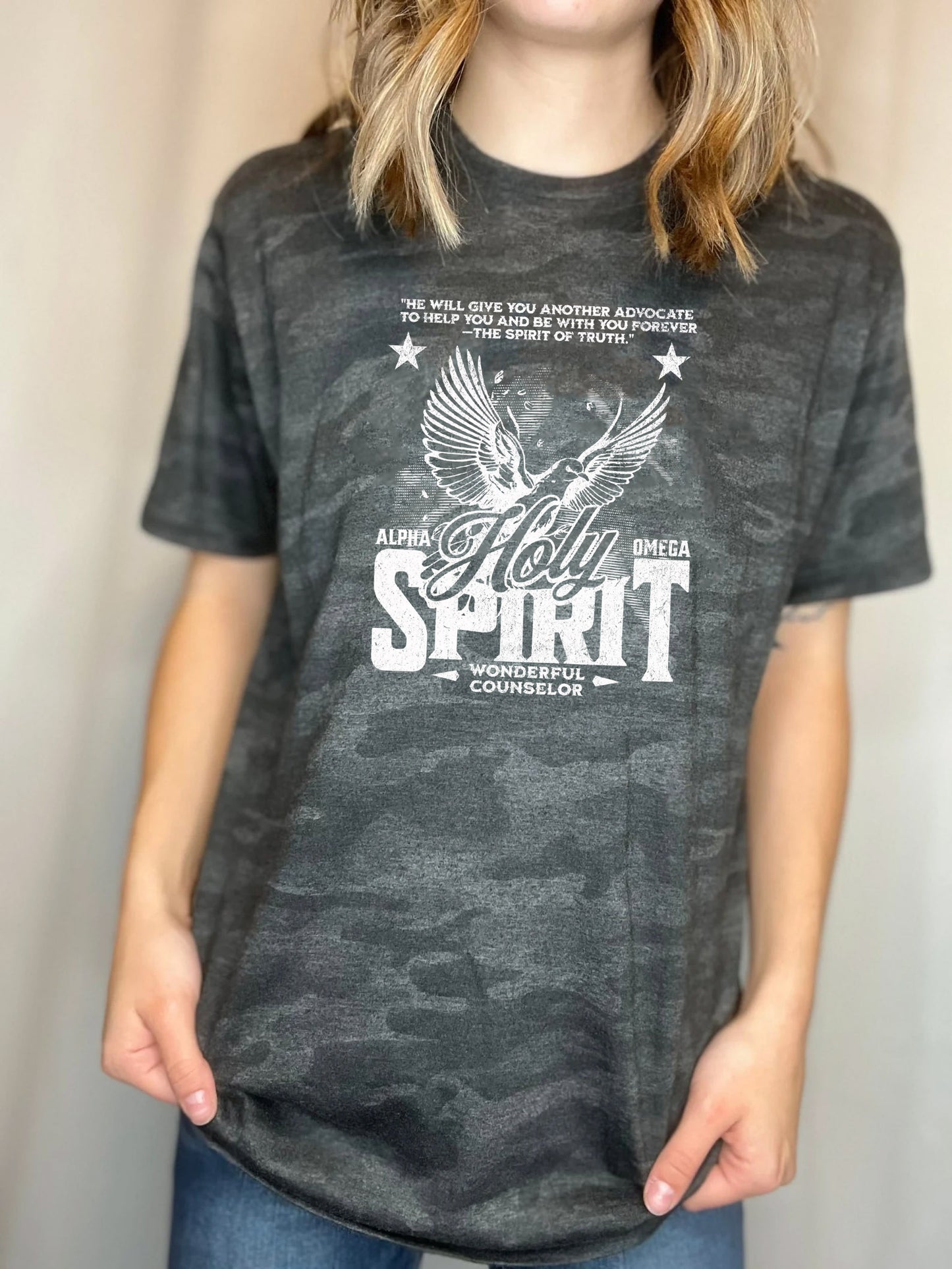 SPIRIT OF TRUTH WITH EAGLE CAMO UNISEX TEE