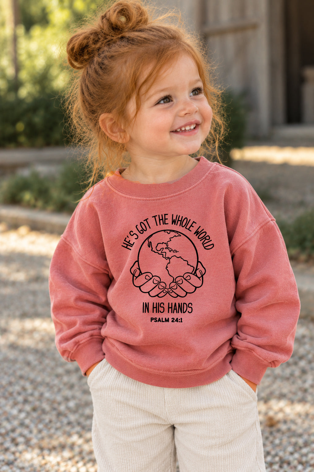 HE'S GOT THE WHOLE WORLD IN HIS HANDS TODDLER SWEATSHIRT