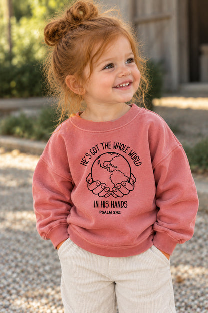 HE'S GOT THE WHOLE WORLD IN HIS HANDS TODDLER SWEATSHIRT