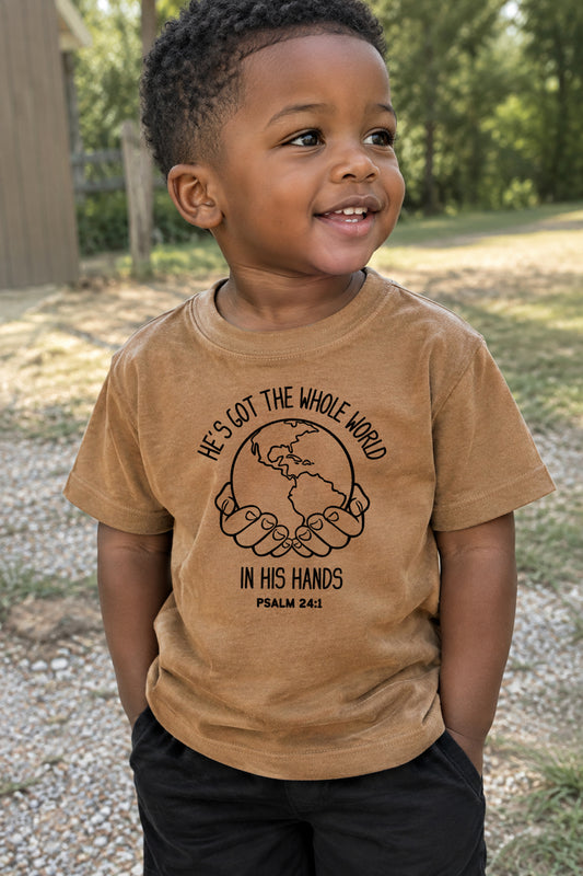 HE'S GOT THE WHOLE WORLD IN HIS HANDS TODDLER TEE