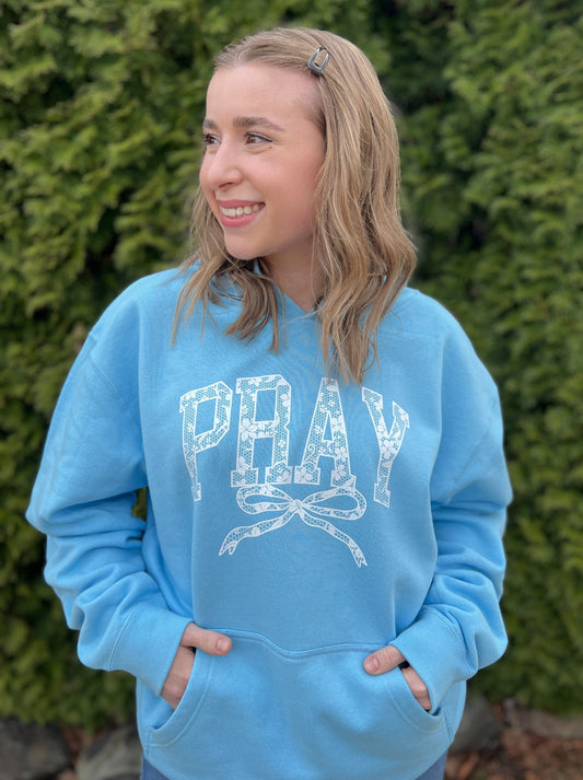 PRAY WITH BOW UNISEX HOODED SWEATSHIRT