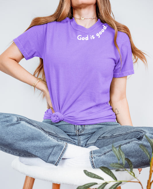 GOD IS GOOD AROUND THE NECK - SIZE SMALL IN VIOLET