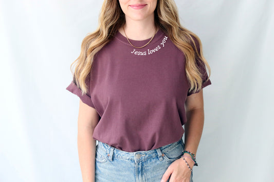 JESUS LOVES YOU AROUND THE NECK UNISEX TEE