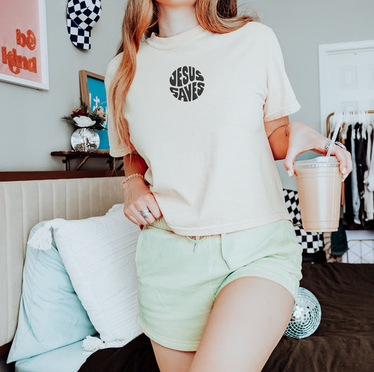 PUFFY JESUS SAVES WOMEN'S BOXY TEE