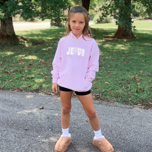 JESUS - SIZE YOUTH MEDIUM, LIGHT PINK