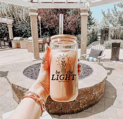 BE THE LIGHT MATTHEW 5:14 GLASS TUMBLER