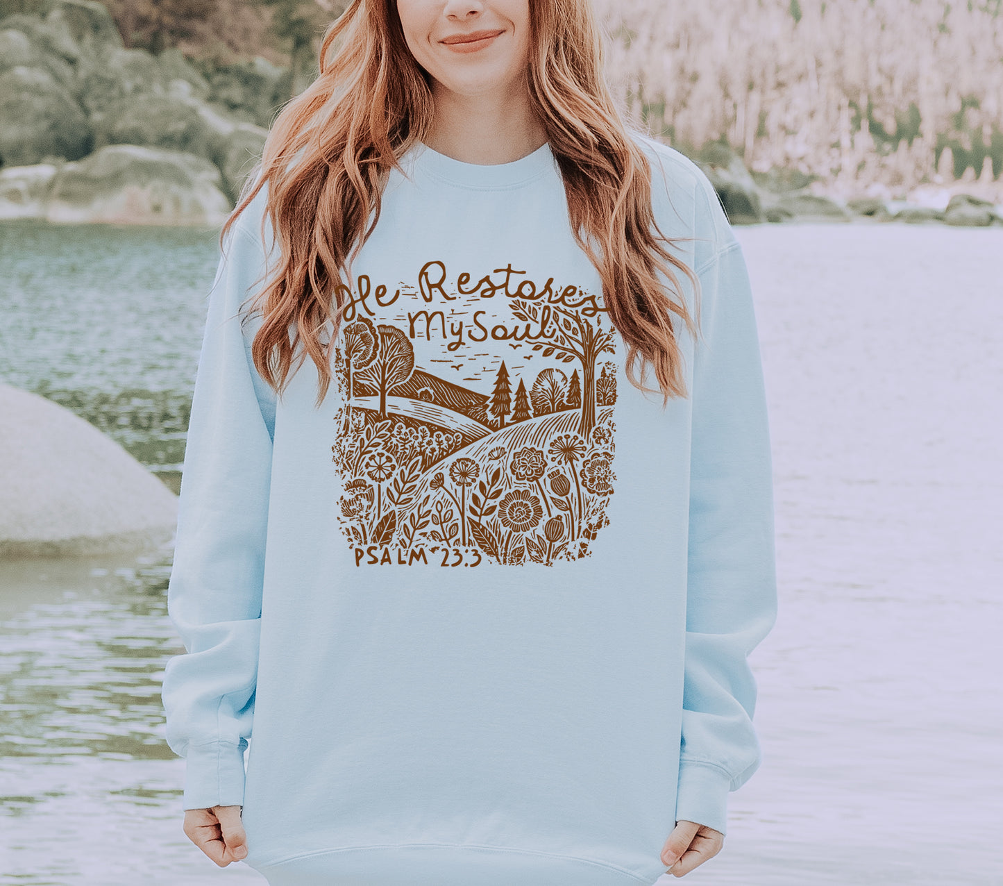 HE RESTORES MY SOUL UNISEX SWEATSHIRT