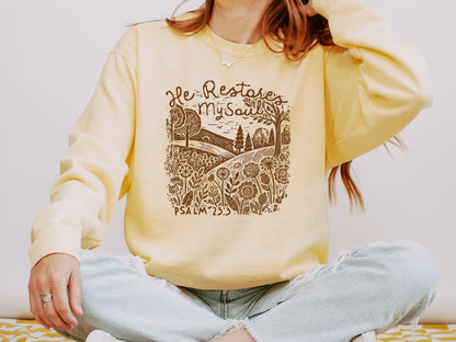 HE RESTORES MY SOUL UNISEX SWEATSHIRT