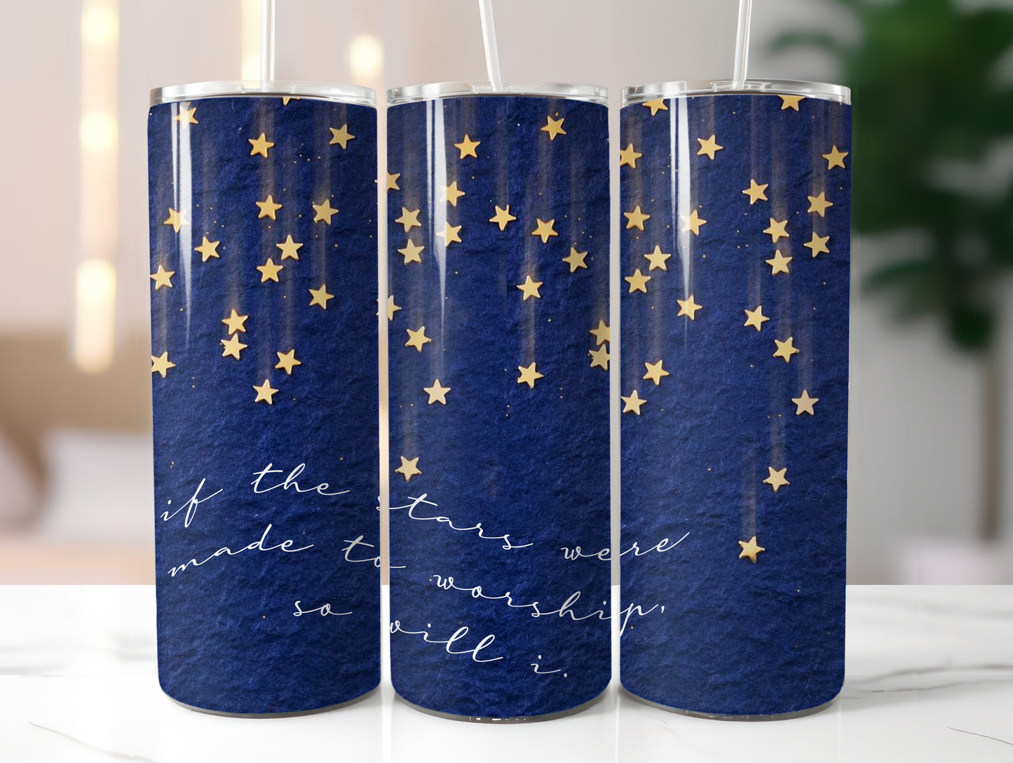 IF THE STARS WERE MADE TO WORSHIP SO WILL I 20 OZ. STAINLESS STEEL SKINNY TUMBLER