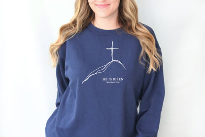 EASTER MINIMALIST CROSS ON A HILL UNISEX SWEATSHIRT