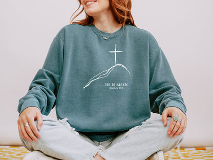 EASTER MINIMALIST CROSS ON A HILL UNISEX SWEATSHIRT