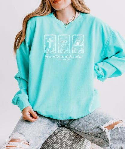HE IS NOT HERE, HE IS RISEN (HAND-DRAWN) UNISEX SWEATSHIRT